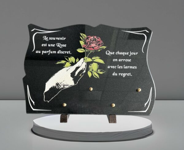 Plaque Hommage Rose en Granit