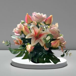 Composition Fleurs Roses en Pot
