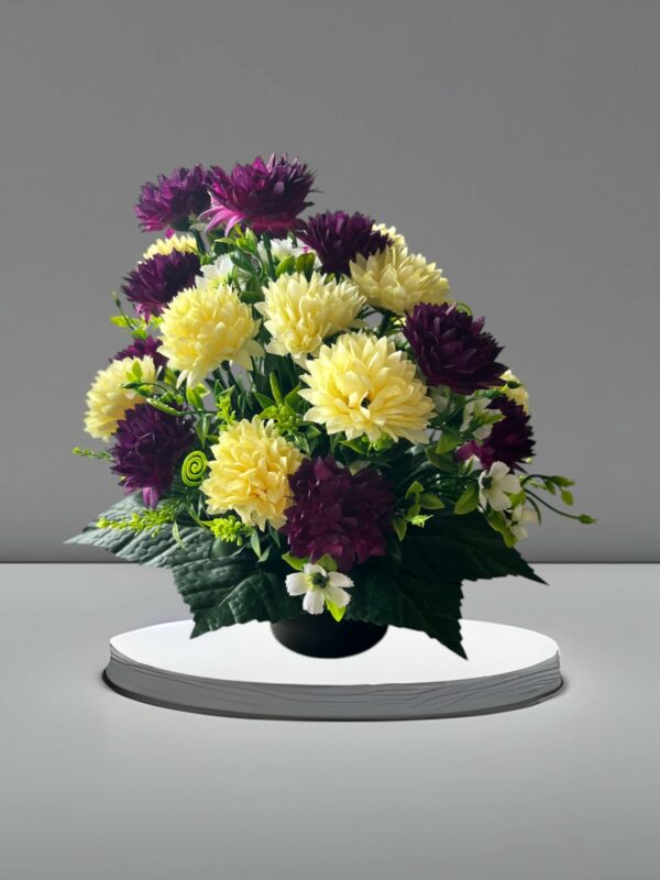 Composition Fleurs Jaunes et Violettes en Pot