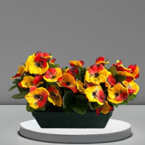 Jardinière avec Fleurs Jaunes et Oranges