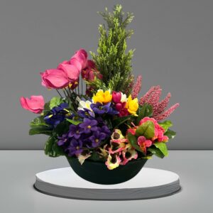 Composition Fleurs et Sapin en Pot