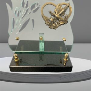 Plaque cœur et oiseaux en altu transparente verte